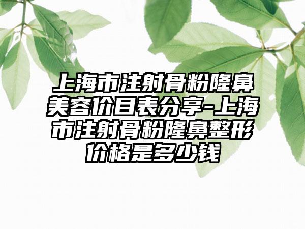 上海市注射骨粉隆鼻美容价目表分享-上海市注射骨粉隆鼻整形价格是多少钱