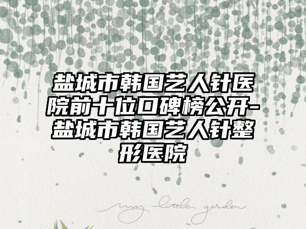 盐城市韩国艺人针医院前十位口碑榜公开-盐城市韩国艺人针整形医院