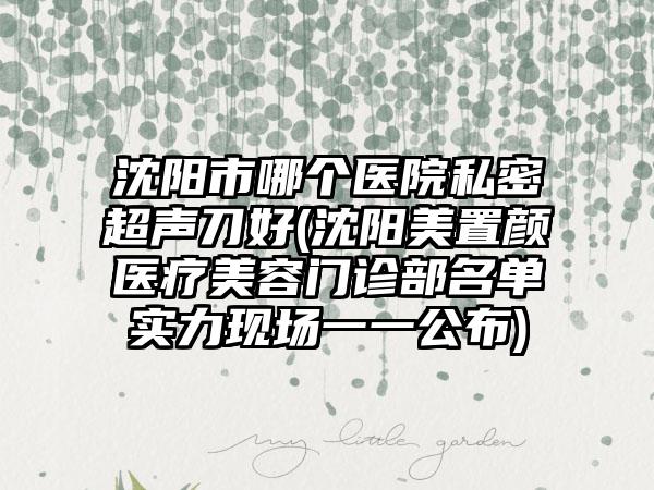 沈阳市哪个医院私密超声刀好(沈阳美置颜医疗美容门诊部名单实力现场一一公布)