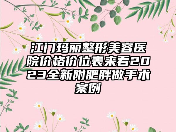 江门玛丽整形美容医院价格价位表来看2023全新附肥胖做手术案例