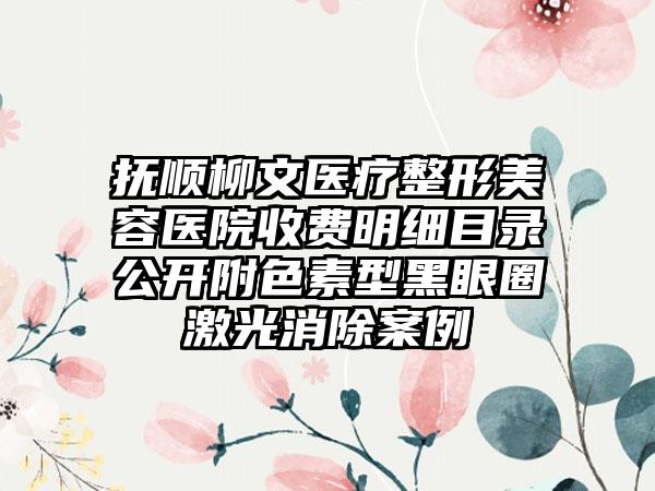 抚顺柳文医疗整形美容医院收费明细目录公开附色素型黑眼圈激光消除案例