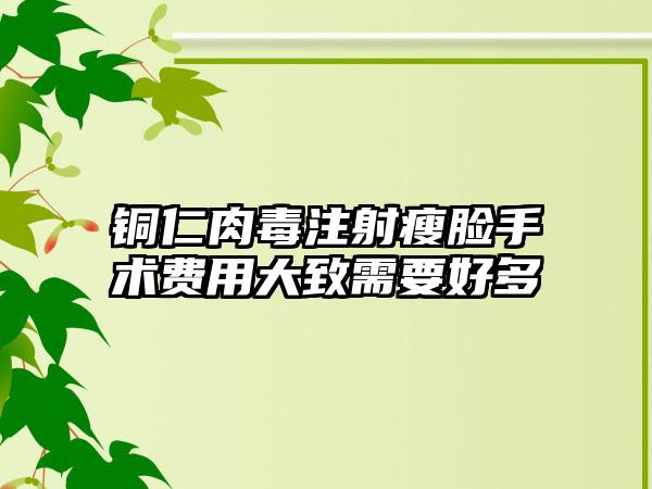 铜仁肉毒注射瘦脸手术费用大致需要好多