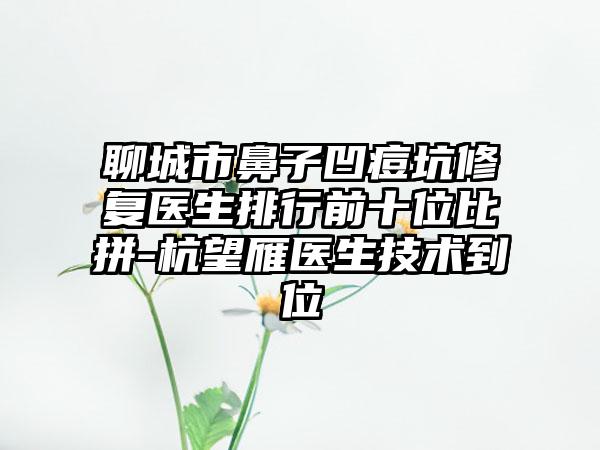 聊城市鼻子凹痘坑修复医生排行前十位比拼-杭望雁医生技术到位
