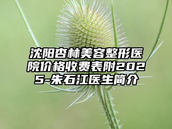 沈阳杏林美容整形医院价格收费表附2025-朱石江医生简介