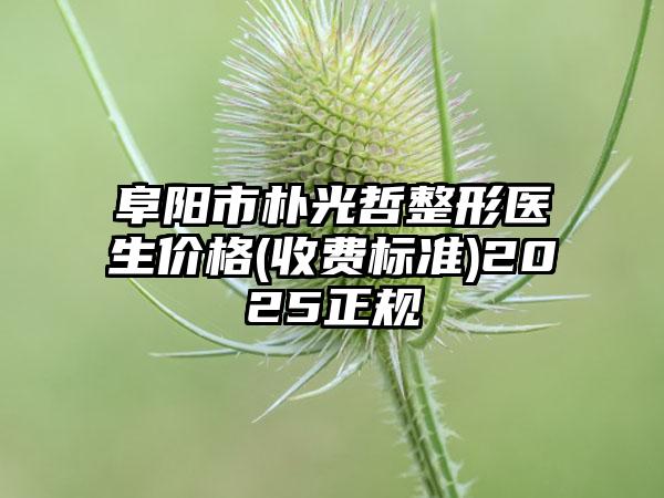 阜阳市朴光哲整形医生价格(收费标准)2025正规