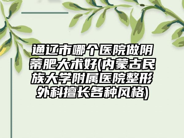 通辽市哪个医院做阴蒂肥大术好(内蒙古民族大学附属医院整形外科擅长各种风格)