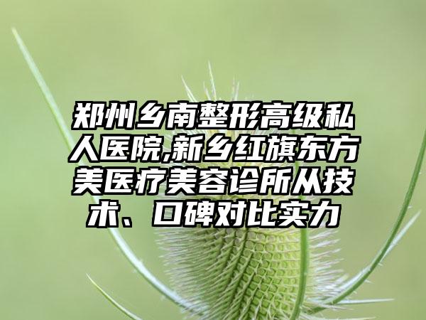 郑州乡南整形高级私人医院,新乡红旗东方美医疗美容诊所从技术、口碑对比实力