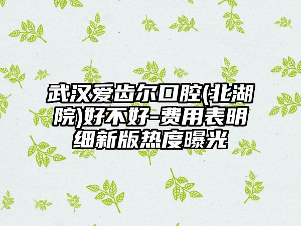 武汉爱齿尔口腔(北湖院)好不好-费用表明细新版热度曝光