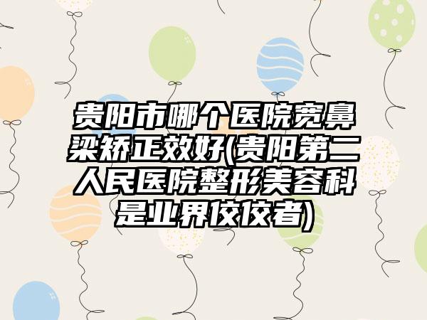 贵阳市哪个医院宽鼻梁矫正效好(贵阳第二人民医院整形美容科是业界佼佼者)