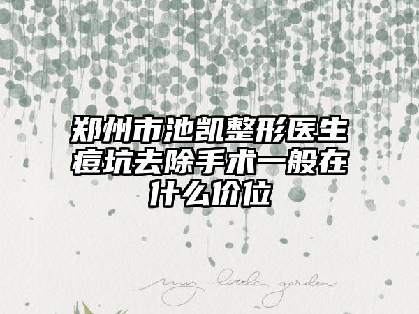郑州市池凯整形医生痘坑去除手术一般在什么价位