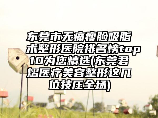 东莞市无痛瘦脸吸脂术整形医院排名榜top10为您精选(东莞君熠医疗美容整形这几位技压全场)