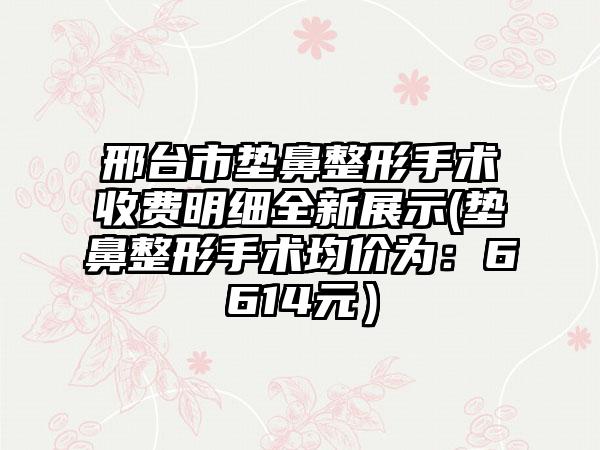 邢台市垫鼻整形手术收费明细全新展示(垫鼻整形手术均价为：6614元）