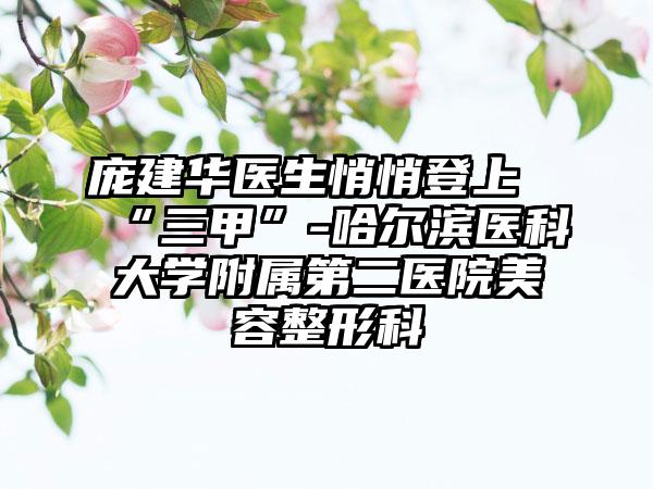 庞建华医生悄悄登上“三甲”-哈尔滨医科大学附属第二医院美容整形科