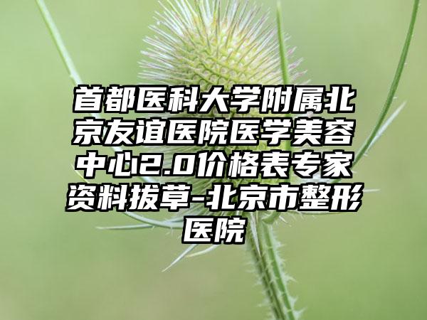 首都医科大学附属北京友谊医院医学美容中心2.0价格表专家资料拔草-北京市整形医院