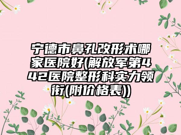 宁德市鼻孔改形术哪家医院好(解放军第442医院整形科实力领衔(附价格表))
