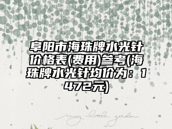 阜阳市海珠牌水光针价格表(费用)参考(海珠牌水光针均价为：1472元)