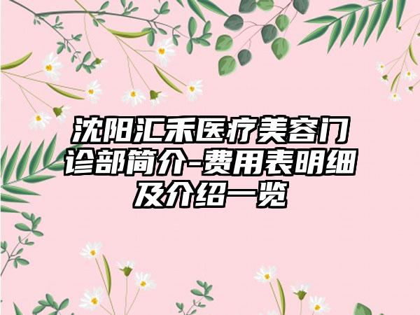 沈阳汇禾医疗美容门诊部简介-费用表明细及介绍一览