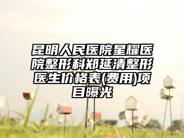 昆明人民医院星耀医院整形科郑延清整形医生价格表(费用)项目曝光