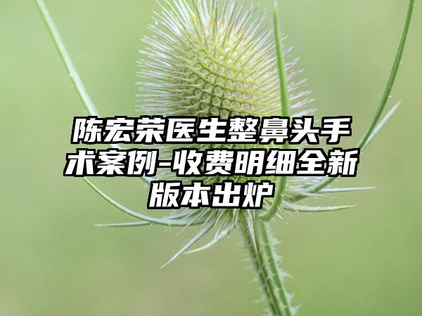 陈宏荣医生整鼻头手术案例-收费明细全新版本出炉