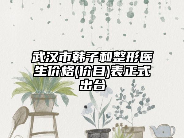 武汉市韩子和整形医生价格(价目)表正式出台