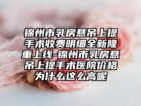 锦州市乳房悬吊上提手术收费明细全新隆重上线-锦州市乳房悬吊上提手术医院价格为什么这么高呢