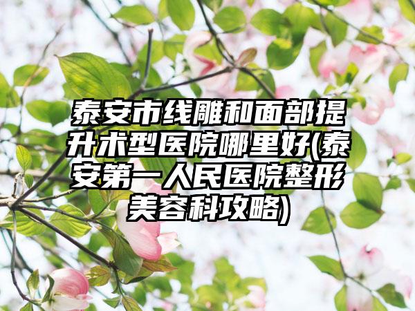 泰安市线雕和面部提升术型医院哪里好(泰安第一人民医院整形美容科攻略)