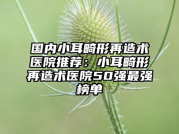 国内小耳畸形再造术医院推荐：小耳畸形再造术医院50强最强榜单
