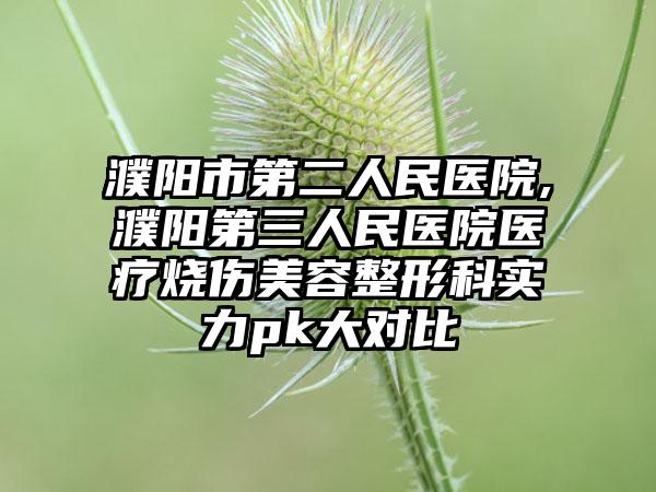 濮阳市第二人民医院,濮阳第三人民医院医疗烧伤美容整形科实力pk大对比