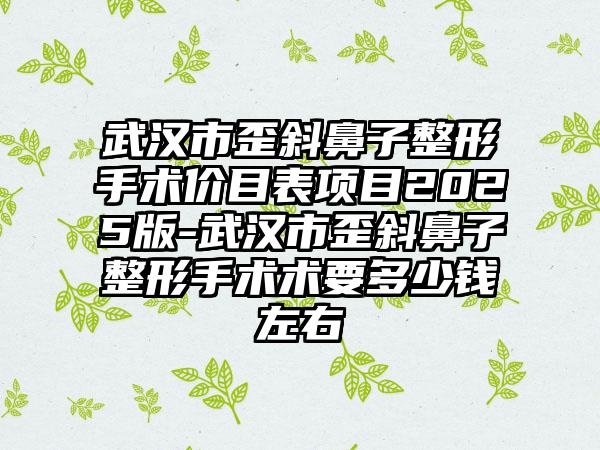 武汉市歪斜鼻子整形手术价目表项目2025版-武汉市歪斜鼻子整形手术术要多少钱左右