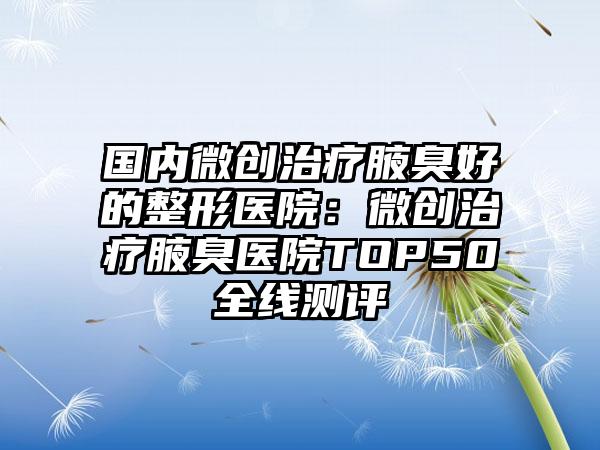 国内微创治疗腋臭好的整形医院：微创治疗腋臭医院TOP50全线测评