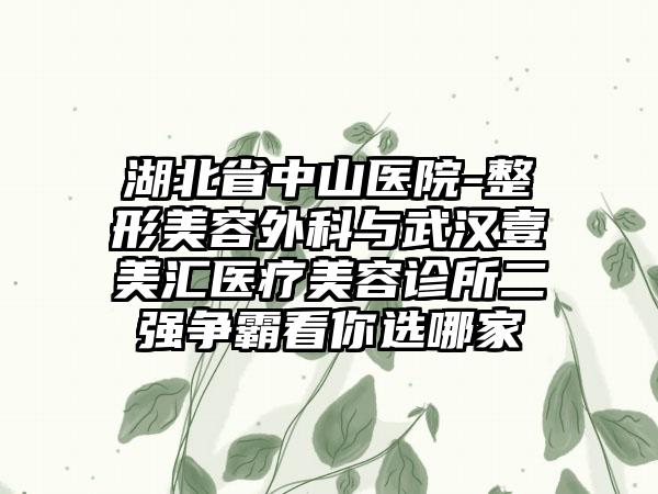 湖北省中山医院-整形美容外科与武汉壹美汇医疗美容诊所二强争霸看你选哪家