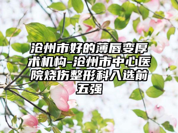 沧州市好的薄唇变厚术机构-沧州市中心医院烧伤整形科入选前五强