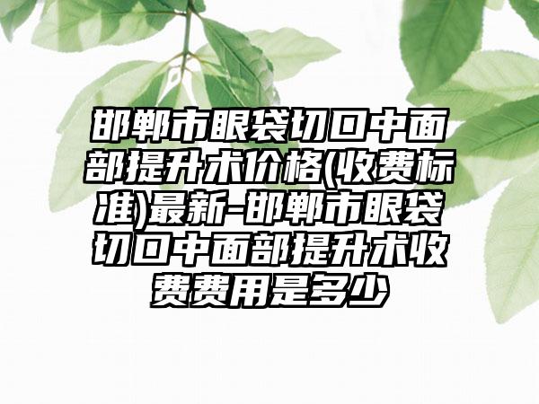 邯郸市眼袋切口中面部提升术价格(收费标准)最新-邯郸市眼袋切口中面部提升术收费费用是多少