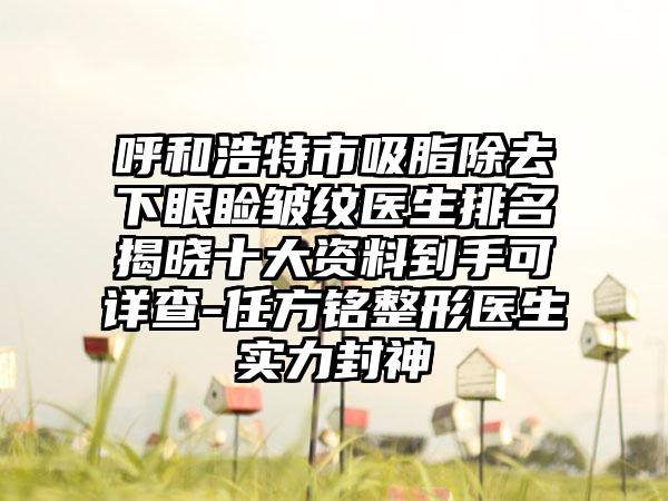 呼和浩特市吸脂除去下眼睑皱纹医生排名揭晓十大资料到手可详查-任方铭整形医生实力封神