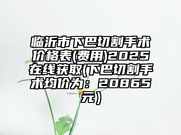 临沂市下巴切割手术价格表(费用)2025在线获取(下巴切割手术均价为：20865元）