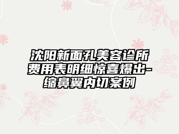 沈阳新面孔美容诊所费用表明细惊喜爆出-缩鼻翼内切案例