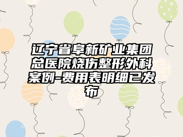 辽宁省阜新矿业集团总医院烧伤整形外科案例-费用表明细已发布