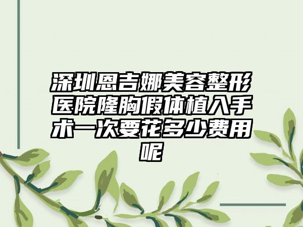 深圳恩吉娜美容整形医院隆胸假体植入手术一次要花多少费用呢