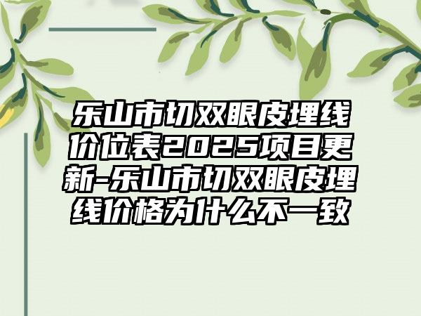 乐山市切双眼皮埋线价位表2025项目更新-乐山市切双眼皮埋线价格为什么不一致