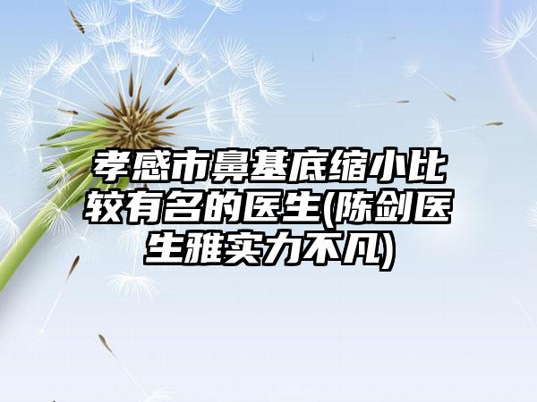 孝感市鼻基底缩小比较有名的医生(陈剑医生雅实力不凡)