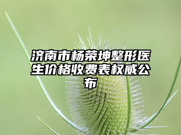 济南市杨荣坤整形医生价格收费表权威公布