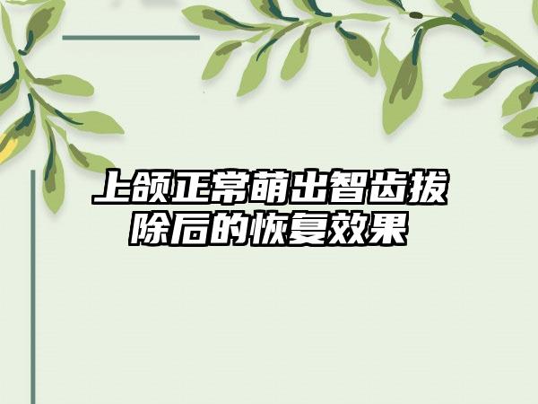 上颌正常萌出智齿拔除后的恢复效果