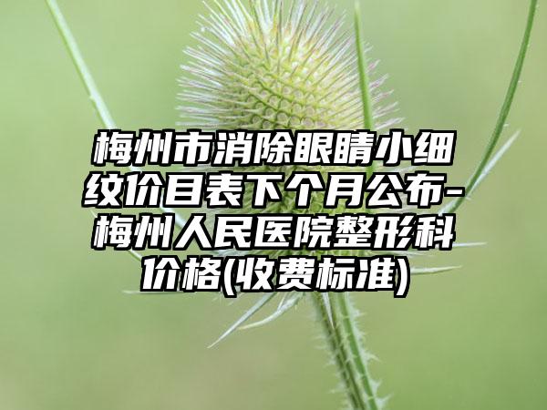 梅州市消除眼睛小细纹价目表下个月公布-梅州人民医院整形科价格(收费标准)