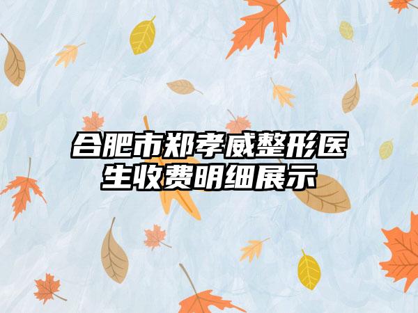 合肥市郑孝威整形医生收费明细展示