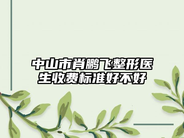 中山市肖鹏飞整形医生收费标准好不好