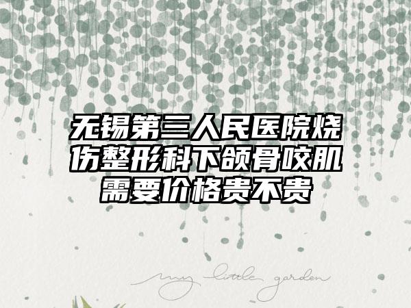 无锡第三人民医院烧伤整形科下颌骨咬肌需要价格贵不贵
