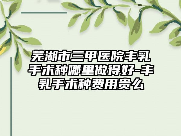 芜湖市三甲医院丰乳手术种哪里做得好-丰乳手术种费用贵么