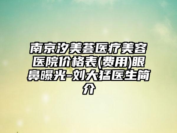 南京汐美荟医疗美容医院价格表(费用)眼鼻曝光-刘大猛医生简介