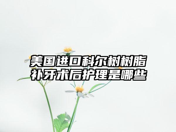 美国进口科尔树树脂补牙术后护理是哪些
