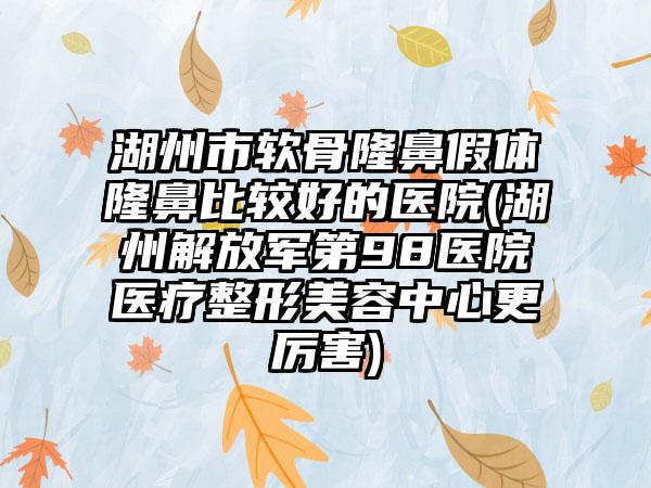 湖州市软骨隆鼻假体隆鼻比较好的医院(湖州解放军第98医院医疗整形美容中心更厉害)